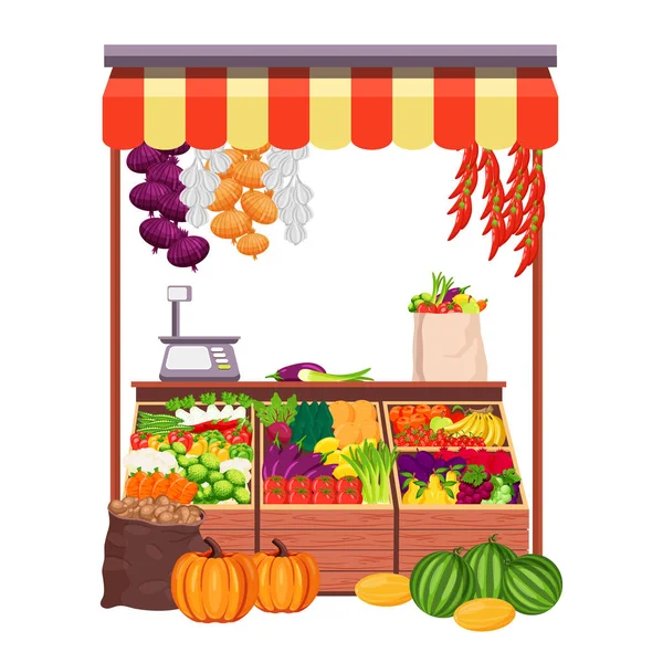 Meyve pazarı veya çiftçi standı ve yiyecek standı