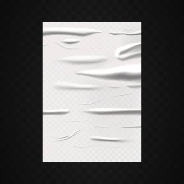 Efecto húmedo de papel, papel blanco pegado o póster de papel de aluminio — Vector de stock