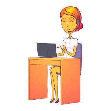 Çağrı merkezinde operatör kadın, vektör simgesi