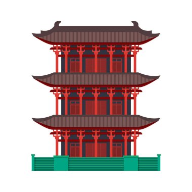 Çin pagoda veya kule, vektör simgesi veya clipart.