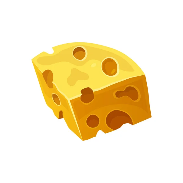 구멍 이 있는 치즈 조각, 벡터 아이콘 또는 부분. — 스톡 벡터