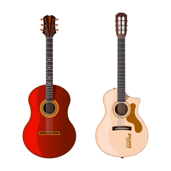 Conjunto de ícones de guitarra acústica ou instrumento musical. — Vetor de Stock