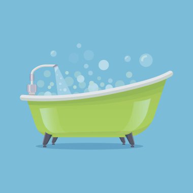 Yeşil küvet ya da küvet, vektör simgesi ya da pankart.