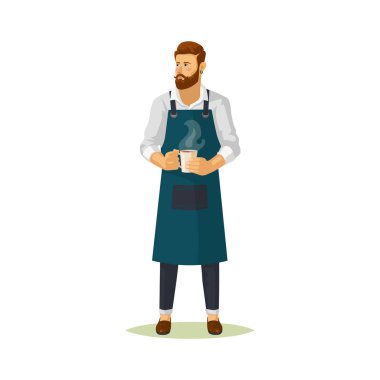 Barista karakteri izole edilmiş simge veya clipart, vektör