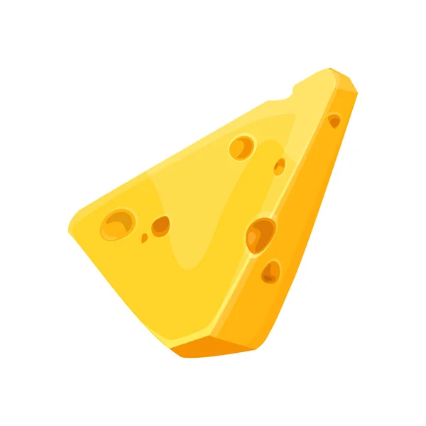 Rebanada de queso suizo con agujeros, icono de vector — Vector de stock
