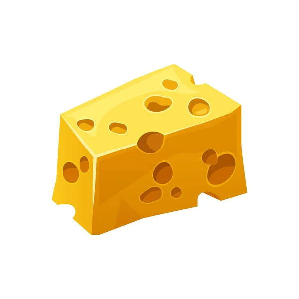 Piece of gouda, edam or maasdam cheese, icon — Image vectorielle