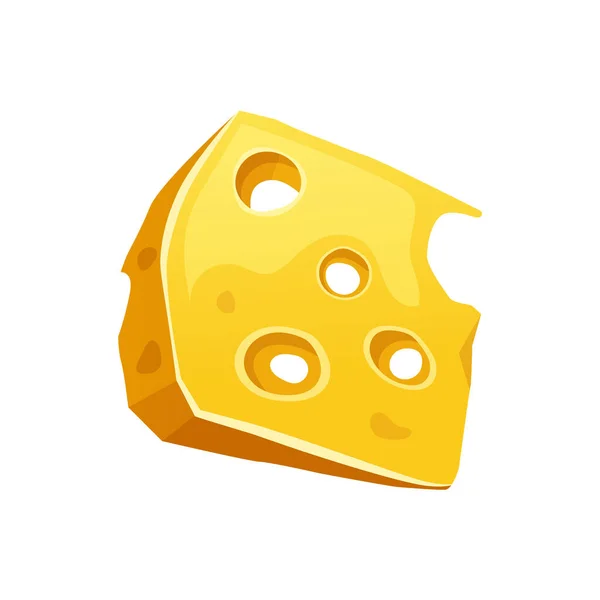 Cheese Curd Slice Holes Vector Icon Clipart Cartoon Element Logo — Stock Vector