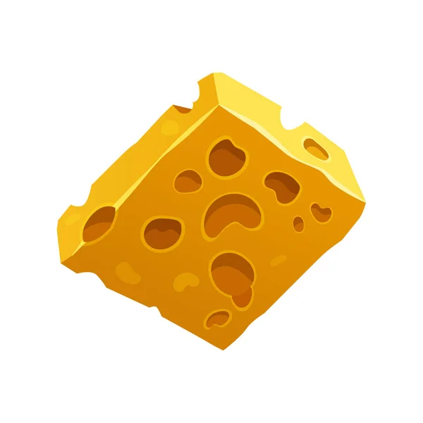 Tranche Gouda Fromage Emmental Avec Trous Icône Vectorielle Clipart Produits — Image vectorielle