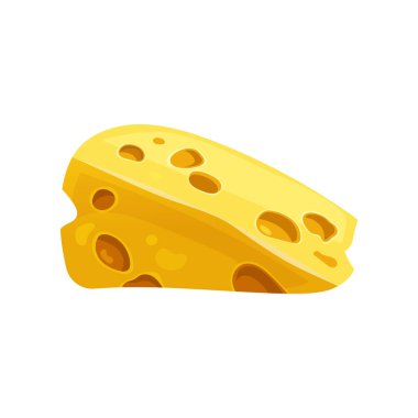 Radaer ya da brick, gouda ya da maasdam yığını, vektör simgesi ya da clipart. Çedar kamışı ya da delikli peynir kamışı. Peynir ürünlerinin logo tasarımı için çizgi film ögesi.