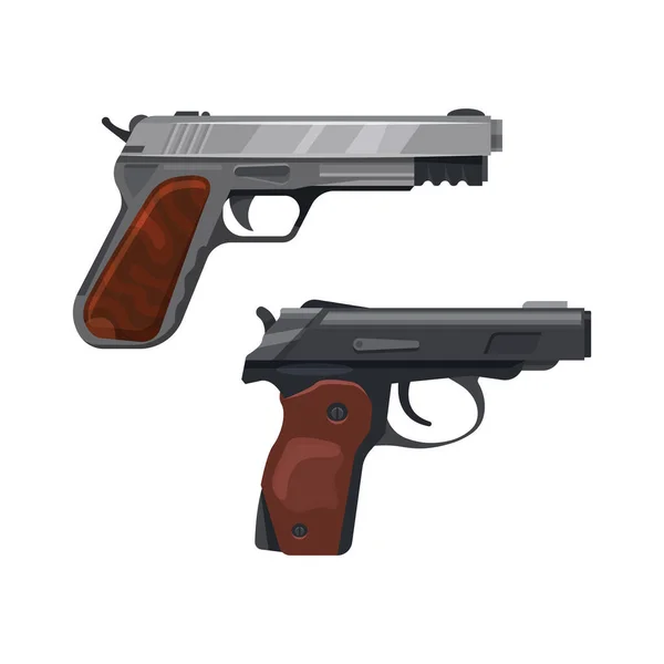Pistolen Revolver Magnum Und Colt Handgun Vektor Schrotflinten Waffe Handfeuerwaffen — Stockvektor