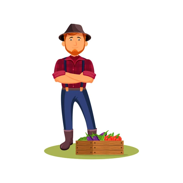 Cosecha Agrícola Vegetal Icono Vector Clipart Campesino Jardinero Cultiva Alimentos — Vector de stock