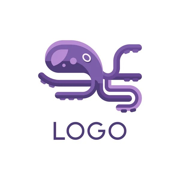 Logotype Octopus Vector Icon Clipart Stylized Badge Octopus Oceanic Sea — Stock Vector
