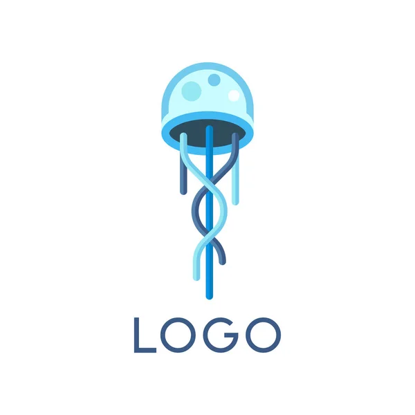 Flat Logo Design Octopus Vector Icon Clipart Stylized Badge Octopus — Wektor stockowy