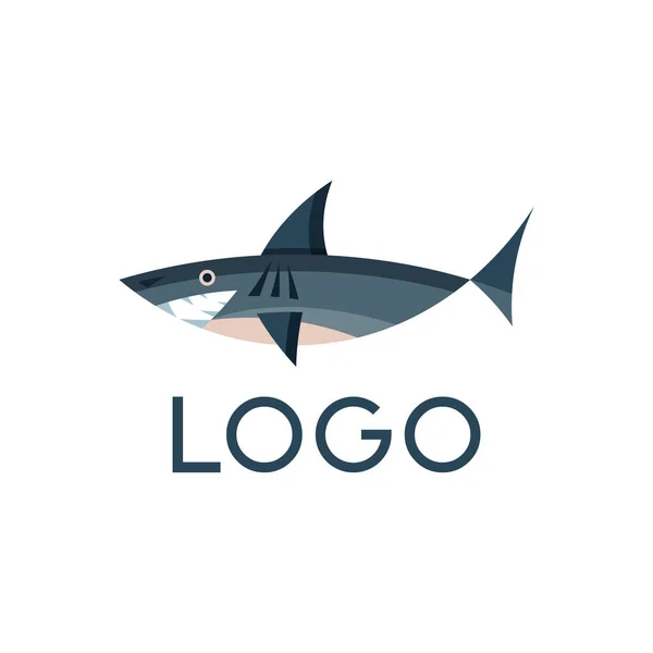 Logotype Shark Fish Vector Icon Clipart Stylized Badge Shark Oceanic — Stock Vector