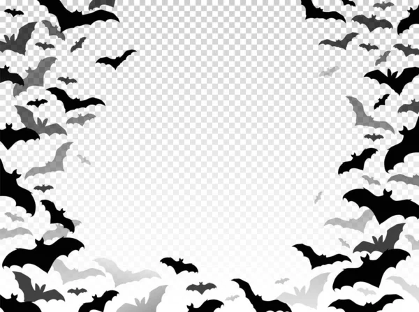 Απόκριες Πρότυπο Mockup Νυχτερίδες Βαμπίρ Μαύρες Σιλουέτες Κροταλίας Flittermouse Που — Διανυσματικό Αρχείο