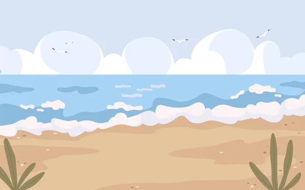 Vista Del Paisaje Marino Playa Fondo Vectorial Banner Mar Costa — Vector de stock