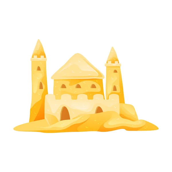 Sand Fortress Isolated Background Vector Icon Handmade Fairy Building Sandy — Stock Vector