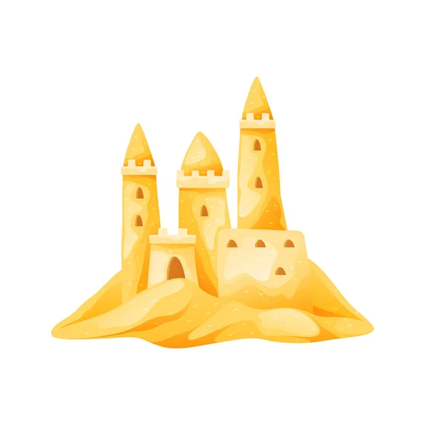 Sand Royalty Palace Vector Icon Clipart Fairy Fortress Sandy Walls — Stock Vector