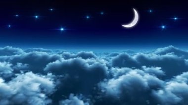 gece uçuş bulutlar üzerinde