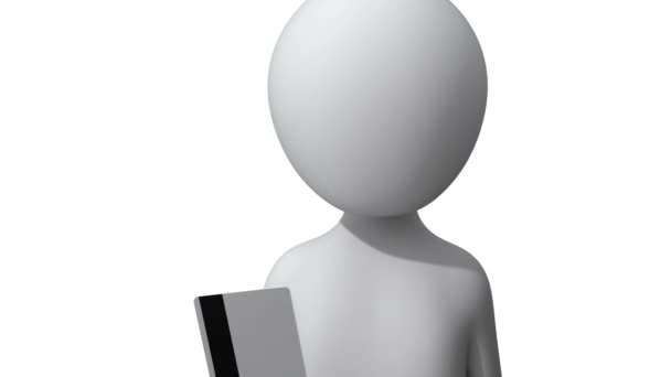 3d homme insère la carte de crédit dans un distributeur automatique 