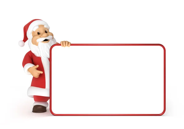 Père Noël avec un panneau d'affichage blanc — Photo
