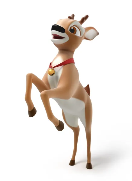 Schöner Hirsch steht auf seinen Hinterbeinen, 3D-Rendering mit Arbeitsweg — Stockfoto