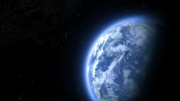 Астероид прибывает на Землю. — стоковое видео