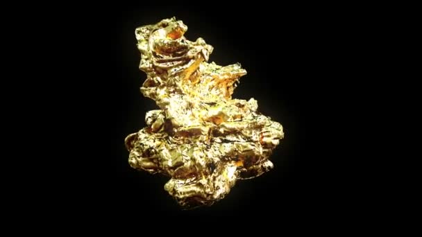 Pezzo rotante di minerale d'oro — Video Stock