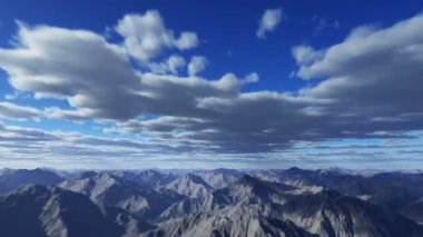 bulutlar ve dağlar, 3d animasyon yoluyla uçan