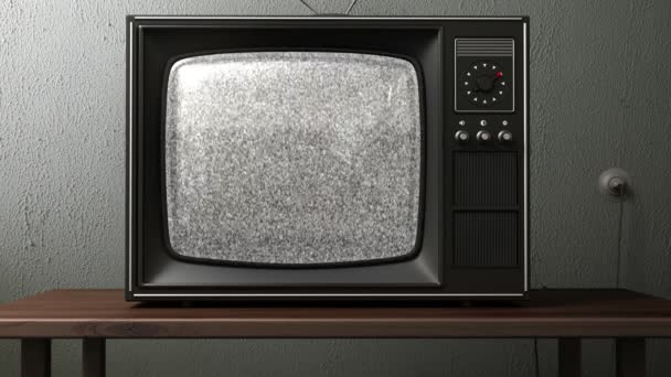 Old TV. switching channels with remote control. 3d animation — Stock Video