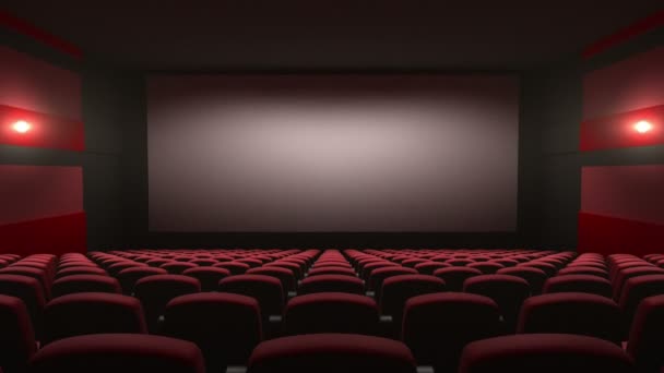 Movie theatre with a green screen, 3d animation — Stock Video