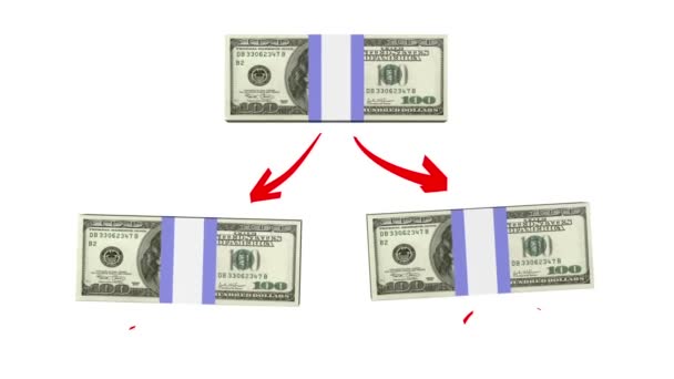 Pirâmide de dinheiro (versão dólares), animação 3D. alfa fosco — Vídeo de Stock
