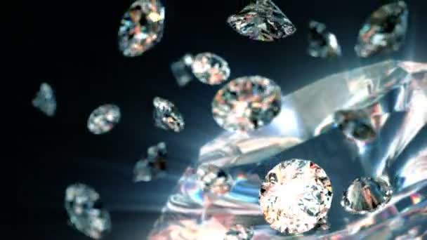 Diamantes que caen lentamente, hermoso fondo. animación en bucle 3d sin costuras — Vídeo de stock