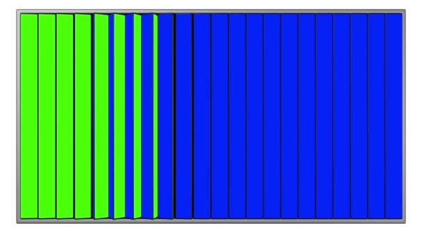 Panneaux d'affichage avec écrans bleus et verts, (version verticale) animation 3D en boucle sans couture 