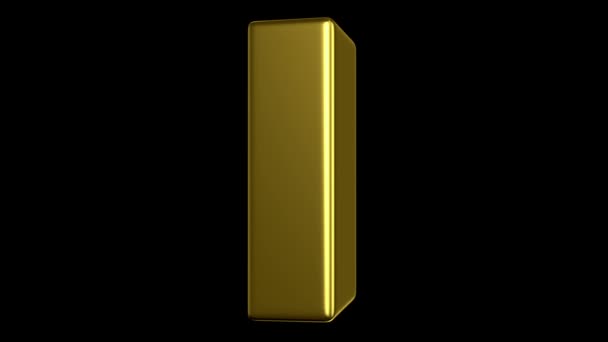 Zapnutí gold bar, bezešvé, opakování 3d animaci s alfa matný — Stock video