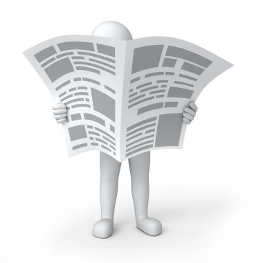 3D insan gazete okuyor.