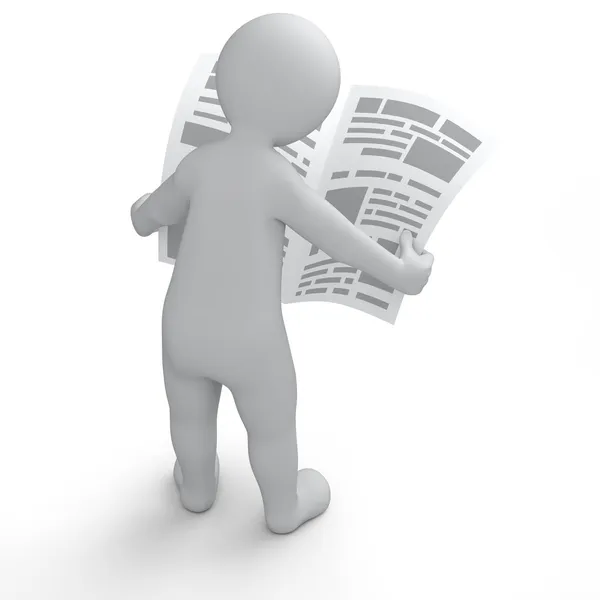 3d human read his news paper — Stock Photo, Image