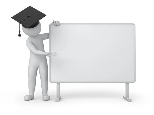 Graduate and empty board — Stock Photo, Image