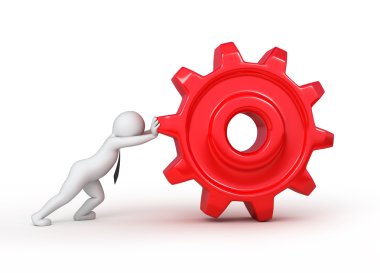 işadamı bir dişli rulolar