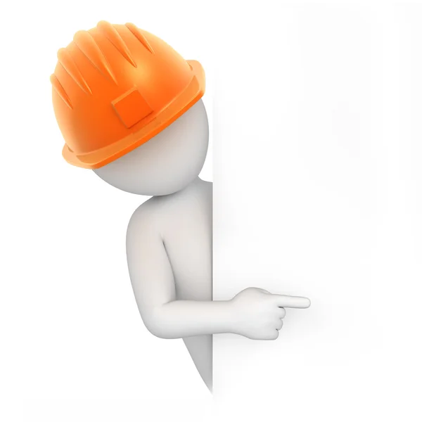 Builder points a finger — Stock Photo, Image