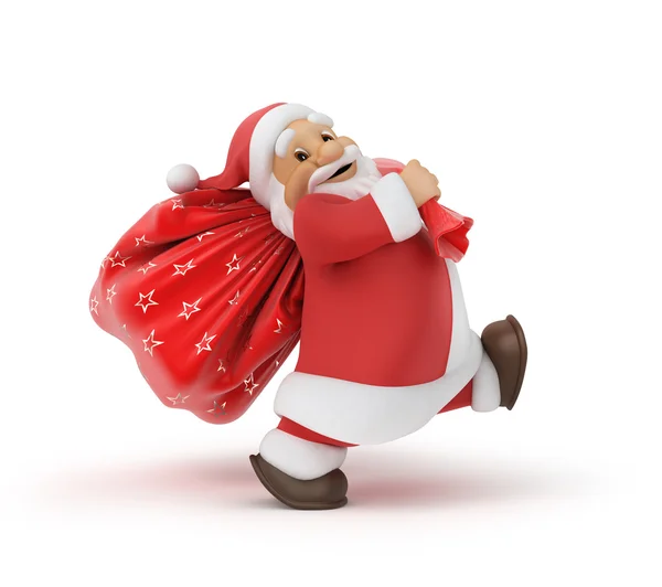 Babbo Natale con una borsa di regali — Foto Stock