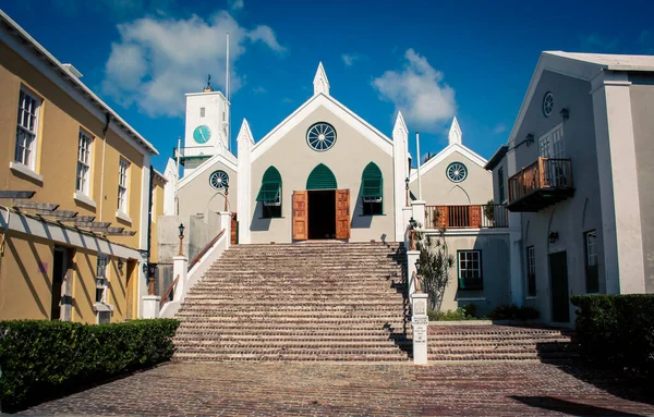 Pastell Kirche Und Schritte Bermuda — Stockfoto