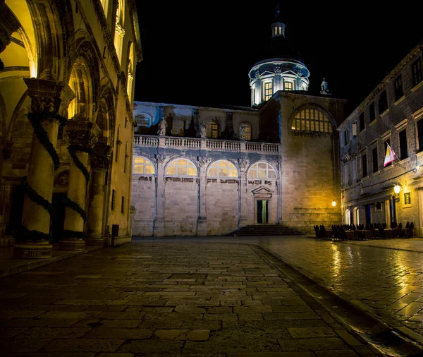 Catedral Iluminada Por Noche Dubrovnik Croacia —  Fotos de Stock