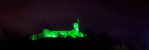 Wieża Zegarowa Nocy Lublanie — Zdjęcie stockowe