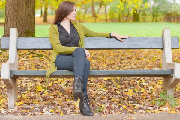 Beautiful women enjoy magic autumn — Stock Photo, Image