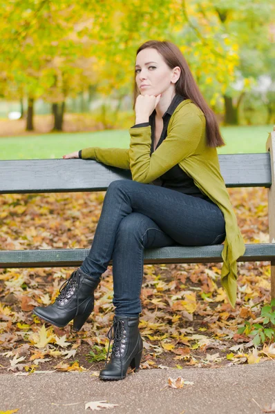 Beautiful women enjoy magic autumn — Stock Photo, Image