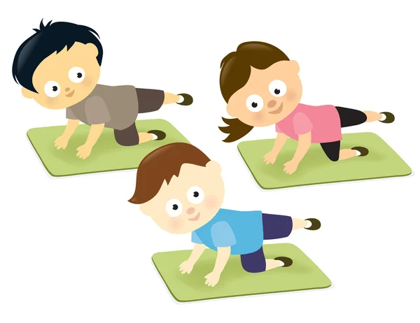 Kinderen op matten — Stockvector