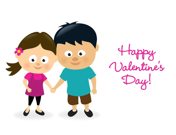 San Valentín niña y niño — Vector de stock