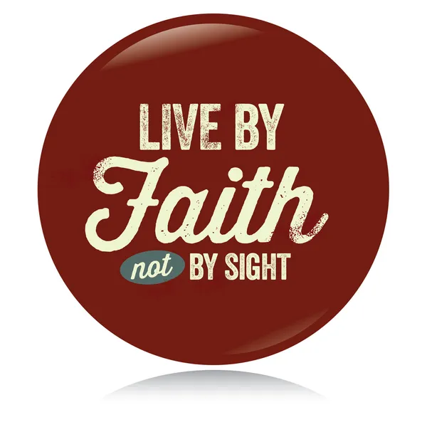 ビンテージ キリスト教ボタン、信仰によって生きています。 — ストックベクタ