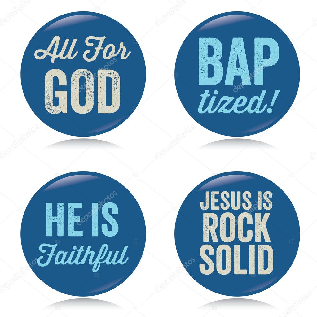 Vintage Christian buttons, blue